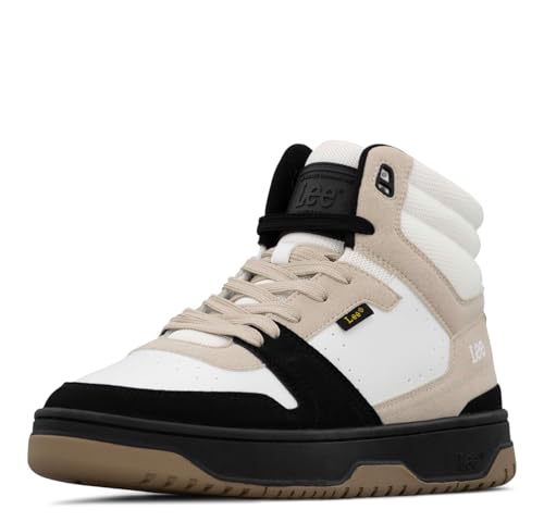Lee Men's Fast Lane Mid Retro Court Fashion Sneaker, Winter White/Natural Black, 10 M