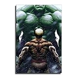IZM Wolverine Vs Hulk Canvas Art Poster and Wall Art Picture Print Modern Family Bedroom Decor Posters 16x24inch(40x60cm)