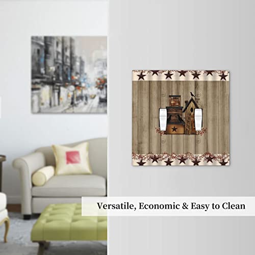 Country Birdhouse Texas Star 2 Gang Light Switch Cover Decorative Double Toggle Wall Plate Farmhouse Switchplate Electrical Home Faceplate For Bathroom Kitchen Living Room Decor #TOP6