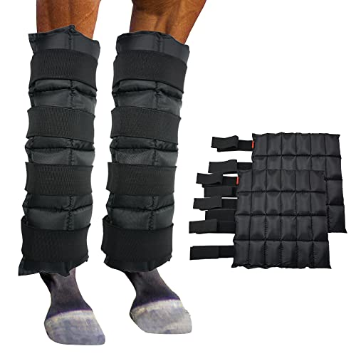 Ice Boots for Horses Ice Pack Wraps, Equine Ice Packs for Horses Injuries & Hock Swelling, 2 Reusable Cooling Therapy Gel Ice Wraps for Horses Legs with Adjustable Straps, Black 16.9\" x 16.1\"