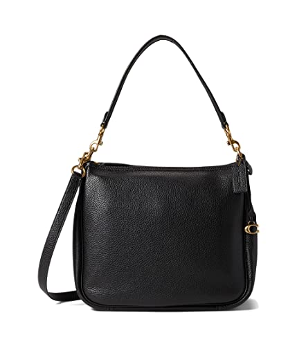 Coach Soft Pebble Leather Cary Shoulder Women’s Leather Bag - Zippered Closure - Exterior Back Pocket Black One Size One Size #TOP12