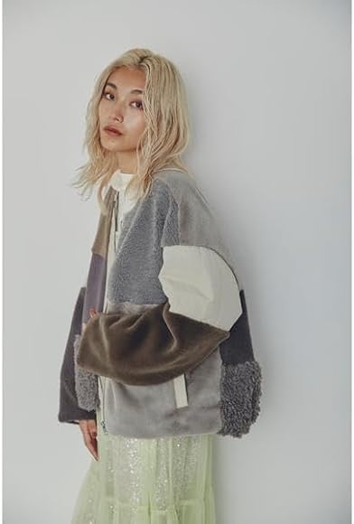 Amazon | [ローズバッド] パッチワークファージャケット カーキ 