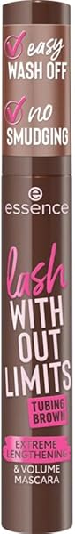 essence LASH WITHOUT LIMITS TUBING MASCARA 05 Brown Tubing, braune Mascara, extreme Länge, Volumen, klumpenfrei, natürlicher Look, wischfest, 13 ml - 1