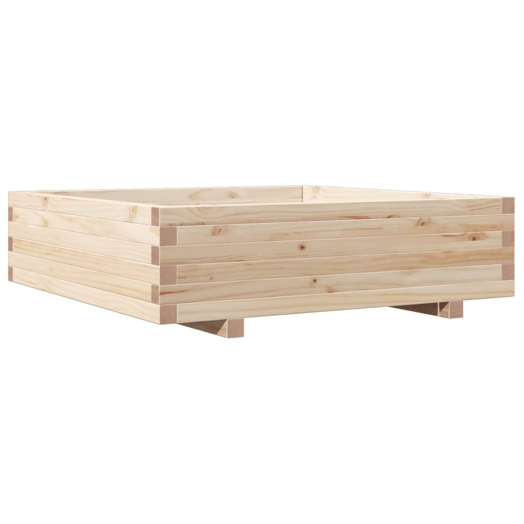Jardinera de jardín de madera maciza de pino, 90 x 90 x 26,5 cm, para plantas y flores, amplio contenedor rústico con marco robusto para hierbas aromáticas y decoración exterior