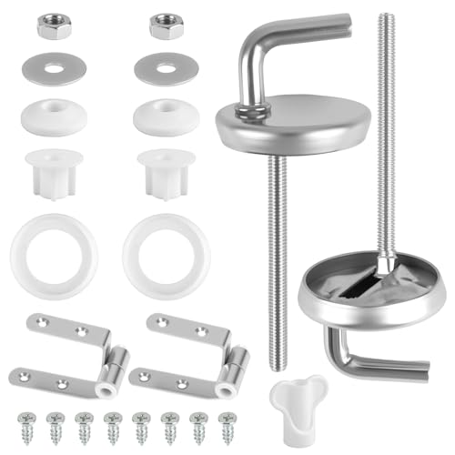 2 Fixation Cuvette Charniere WC Universel, Charniere Abattant, kit de Fixation Abattant WC Universel Acier pour Fixer SièGes, Accessoires en Caoutchouc pour Sièges de Toilette en Plastique Duroplast