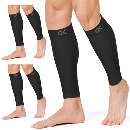 CHARMKING Calf Compression Sleeve for Women & Men Circulation (3 Pairs) 15-20 mmHg is Best Athletic for Running, Flight Travel, Support, Cycling, Pregnant - Boost Performance (2X, Black)