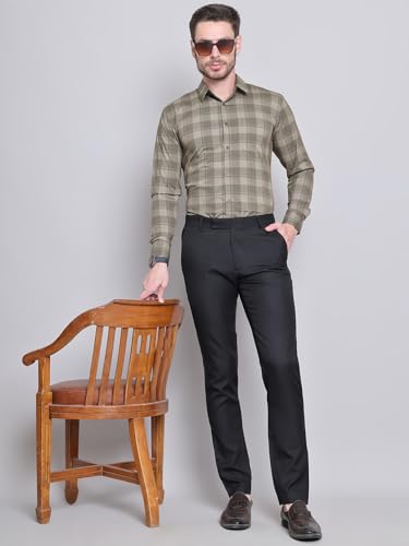 Image of Majestic Man Comfort Slim Fit Cotton Blend Checked Casual Shirt