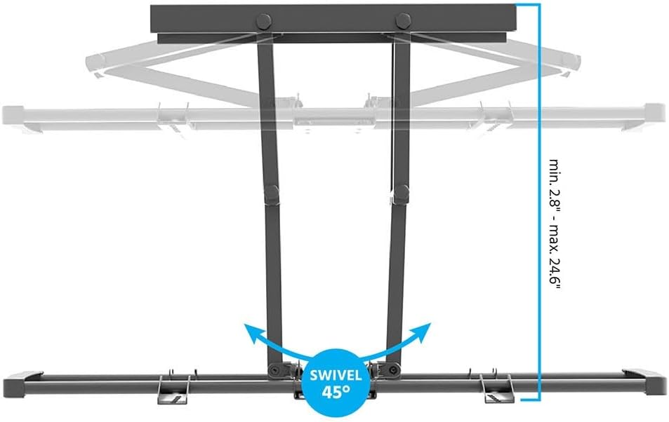 Monoprice Stable Series Full-Motion Articulating TV Wall Mount Bracket for TVs 60in to 100in Max Weight 176 lbs Extends from 2.8in to 24.6in VESA Up to 600x900 Concrete & Brick UL Certified Black