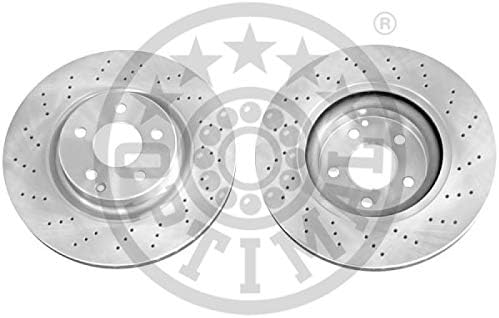 Two Optimal BS-8624C vented brake discs, showing the drilled surface and central hub mounting points.