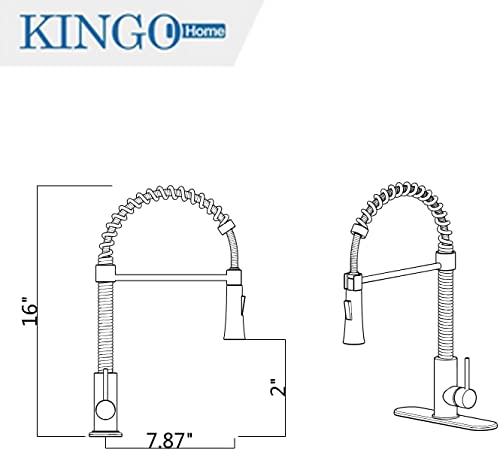 Kingo Home Black Kitchen Faucet With Pull Down Sprayer,Commercial Utility Stainless Steel Kitchen Sink Faucet With Sprayer Single Handle Pull Out Spring Kitchen Faucets 1 Hole For Farmhouse Utility #TOP6