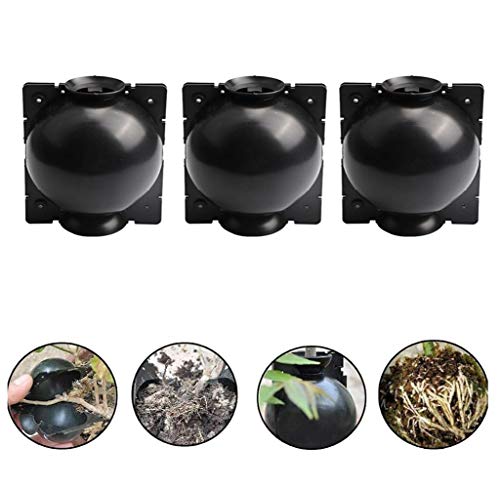 Hedgx 3 Pack Plant Root Growing Box, Black Round Plant Root Growing Ball, Plant Rooting Balls, Plant Rooting Ball, Plant Rooting Device (Small, Black)