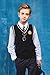 eton kidd Boys' Cotton V Neck Sweater Vest with Striped Collar Ribbed Hem and Cuffs Stripe School Uniform Knit