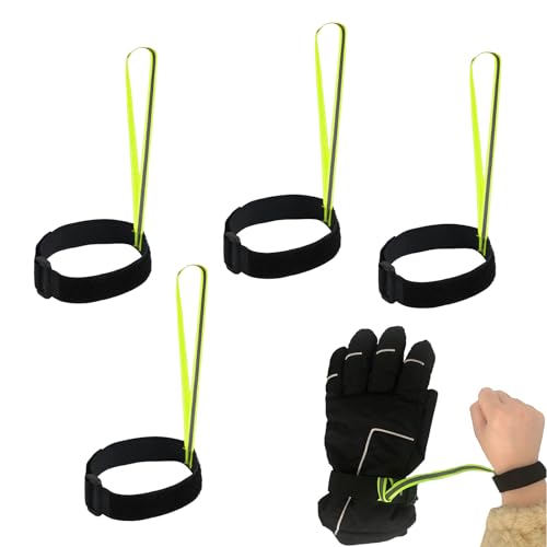 MMDOCO 4 Stück Handschuhleine, 25 * 24cm Sport Handschuh Strap, Handschuhband Reflektierend Skihandschuh, Glove Leash Handgelenkschlaufe, Handschuh Handschelle Skihandschuh Leine für Ski Sport