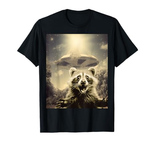 Raccoon UFO Alien Weirdcore Obra de arte estética Camiseta
