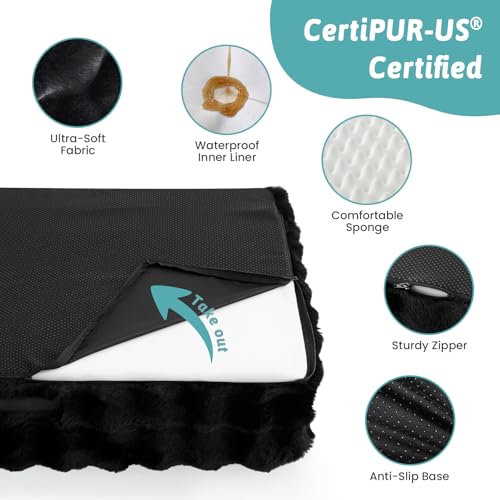 COZY KISS Orthopedic Dog Bed for Extra Large Dog 44x32 inch, XL Faux Fur Pet Sofa, Bolster Foam Bed with Sides, Non-Slip and Egg-Crate Big Dog Couch Bed with Washable Removable Cover, Black by COZY KISS - Image 9