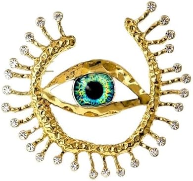Vintage Evil Eye Brooch Pin Good Lucky Crystal CZ Evil Eye Lapel Pin for Women Unique Rhinestone Big Devil's Eye Brooch Wedding Party Birthday Coat Suit Dress Accessories Gifts image 4