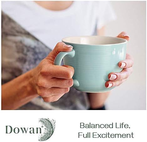 DOWAN Coffee Mug, 17 Oz Coffee Cup Set of 2, Wide Tea Coffee & Hot Chocolate Cups for Christmas Gifts for Men/Women, Big Soup Mugs with Handles, Large Mugs Turquoise - Microwave, Dishwasher Safe