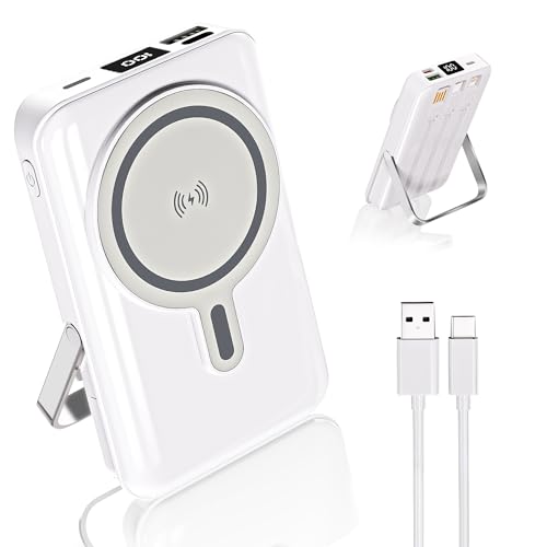 Magnetic Portable Charger Bank Built-in Cables,10000mAh USBC Power Bank 22.5W MAX Battery Pack Magnet Charger Protable Powerbank Fast Charging for Apple iPhone 17/16/15/14/13/12 Series,Samsung S25/S24