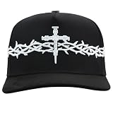 Ferreti Hats FT173 Black & White Cross Hat for Men & Women - Embroidered Black Baseball Cap - Premium Adjustable Cross Cap, Gorra Negra para Hombre y Mujer