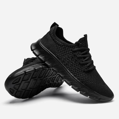 QIJGS Womens Tennis Shoes Running Sneakers Workout Gym Slip on Sneaker Lightweight Athletic Sport Casual Shoe Woman Size Black 9