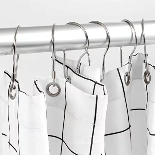 Ahycs 100Pcs Shower Curtain Hooks, Rust-Resistant Shower Hooks, Decorative Metal Shower Curtain Rings, Easy-To-Install Bathroom Curtain Hooks For Shower Curtain, Curtain Rods, Shower Curtain Liner #TOP6