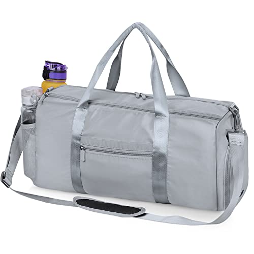 SAMIT Gym Bag 35L Duffel Bag Large Sports Gym Bag for Men Waterproof Travel Bag Carry on Bag Overnight Bag Weekend Bag Workout Bag Girl Dance Bag with Wet Pocket & Shoe Compartment (gray)