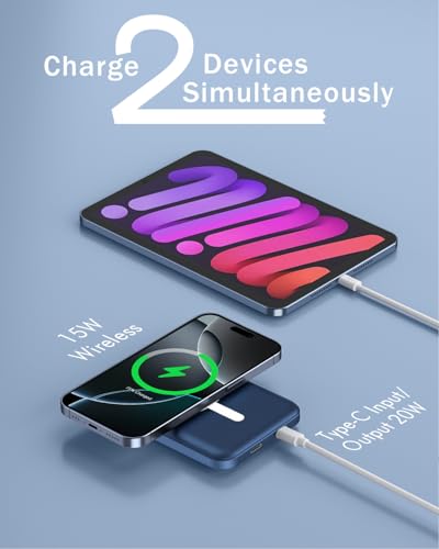 image for podoru for Magsafe Battery Pack, 5000mAh Magnetic Power Bank with Type