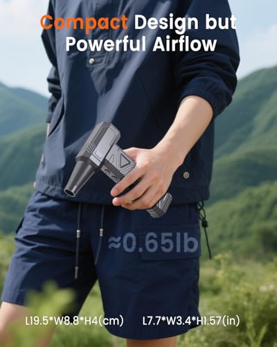 Elektrische Staubgebläse Druckluftspray für PC Reinigung - Electric Air Duster 200000 RPM, 4-Gang Einstellbare Mini-Gebläse mit Akku, Luftgebläse für Tastatur, Haus, Outdoor, Auto, W18, Silber