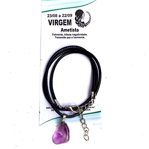 Colar de Pedra do Signo Virgem Ametista Natural