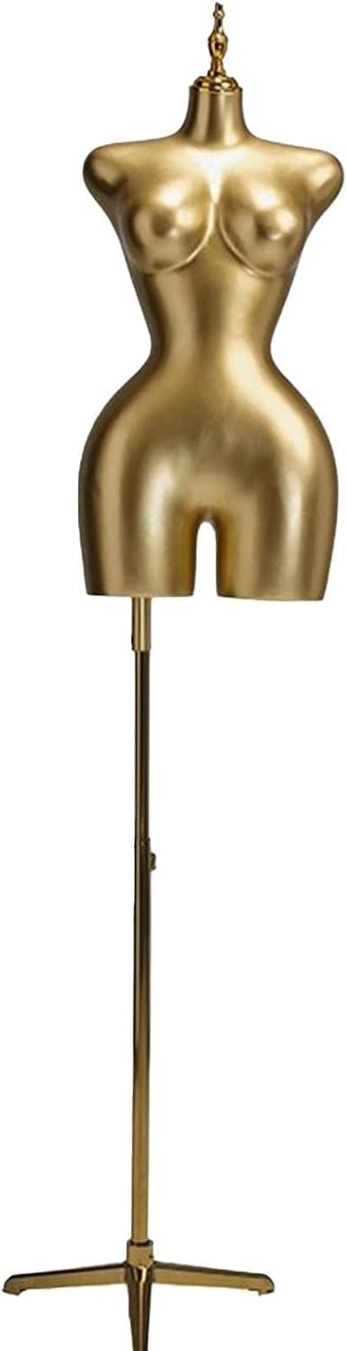 Female Body Retail Mannequin Torso Showcase Clothing Display Rack, Adjustable Height Bracket and Detachable Manikin(Black,Small)