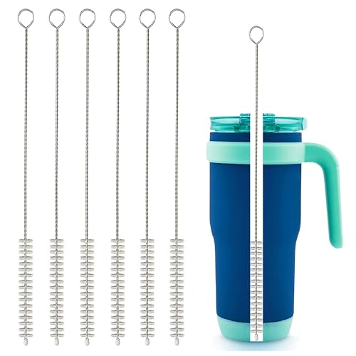 AFUUFA Strohhalm-Reiniger-Bürsten-Set, 6-teilig, Edelstahl, Nylonborsten, Reinigungsbürste zur Reinigung von Stanley (590 ml - 850 ml), wiederverwendbare Trinkhalme, Wasserflaschen, Kaffeemaschinen,