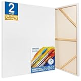 FIXSMITH Stretched White Blank Canvas - 36x48 Inch, 2 Pack,Primed Large Canvas,100% Cotton,5/8 Inch Profile of Super Value Pack for Acrylics,Oils & Other Painting Media