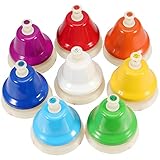 MOUYAT 8 Notes Music Desk Hand Bell, Colorful Diatonic Metal Hand Bells, Chromatic Music Table Bells