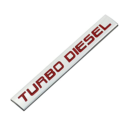 Image of 1x Turbo Dei-sel Badge Nameplate Chrome Finish Metal Fender Sticker Fit for Trunk Hood Door (Chrome Red)