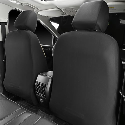 Image of CAR PASS Quilting Leather Front Seat Covers, Automotive Waterproof Deluxe PU Premium Vinyl Luxury Two Front Seats Only Universal Fit for Cars Sedans SUVs Airbag Compatible,2 Pieces,Black&Beige