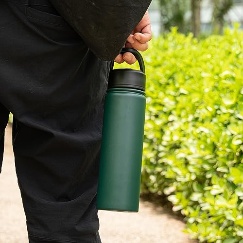 Konokyo 32 oz Insulated Water Bottle Stainless Steel Sport Bottles with 3 Lids,Army Green - Thumbnail 6