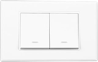 AVIMYA Zigbee-Schalter, 110–220 V, kein neutraler Draht, intelligenter Lichtschalter, Druckknopf, Sprachsteuerung, Wandschalter for Google Alexa Assistant (Color : 2 Gang)