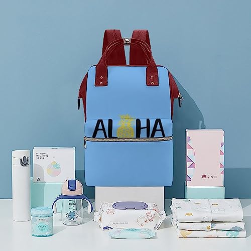 Aloha-Hawaii-Pineapple-Diaper-Bag-Portable-Backpack-Mommy-Bag-Travel-Shoulder-Daypack-for-Outdoor-Working-Beach