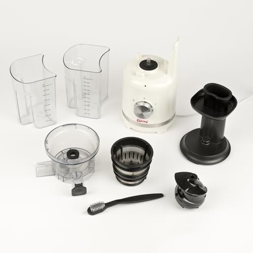 Girmi SW11 Entsafter, 300 W, Zentrifuge, 70 U/min, Sicherheitsverriegelung, Rezeptbuch inklusive, Metallfilter, Zubehör enthalten, Cremefarben