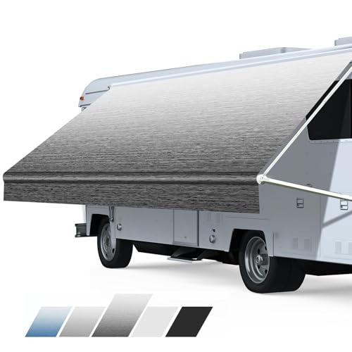 Somokg RV Awning Fabric Replacement, Heavy Duty 18.5oz Vinyl RV Awning Fabric, Universal Outdoor Canopy for Camper, Trailer and Motorhome (Black Fade, 15FT(Fabric 14'2")) by Somokg - Used condition - CA$62.78