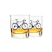 Greenline Goods – Bicycle Whiskey Glasses (Set of 2) |10 oz Tumbler Gift Set with Colorful Cyclist Designs | Unique Gifts for Cyclists & Bike Riders [Navy]