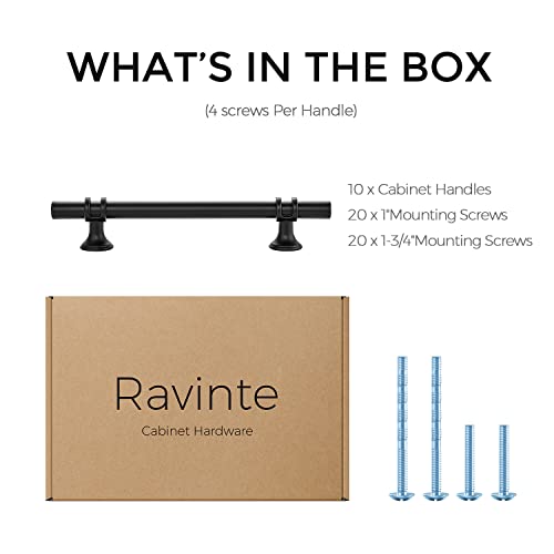 Image of Ravinte 10 Pack 7.38 Inch Cabinet Pulls Kitchen Cupboard Handles with Round Base Matte Black Drawer Pulls Cabinet Handles 7.38 inch Length,5 inch Hole Center