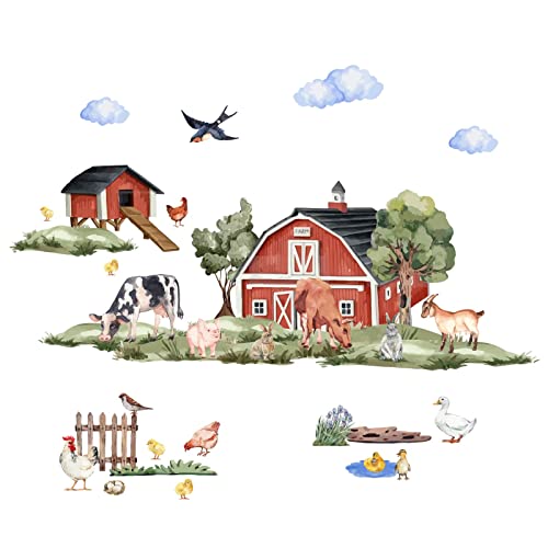 SUPERDANT Farm Landscape Animals Wall Stickers 8 Style Farm Animal Wall Decor Birds Sheep Chickens Decals Removable Vinyl Art Mural Decals for Bedroom Living Room Nursery Decoration by SUPERDANT - Used condition - US$9.20
