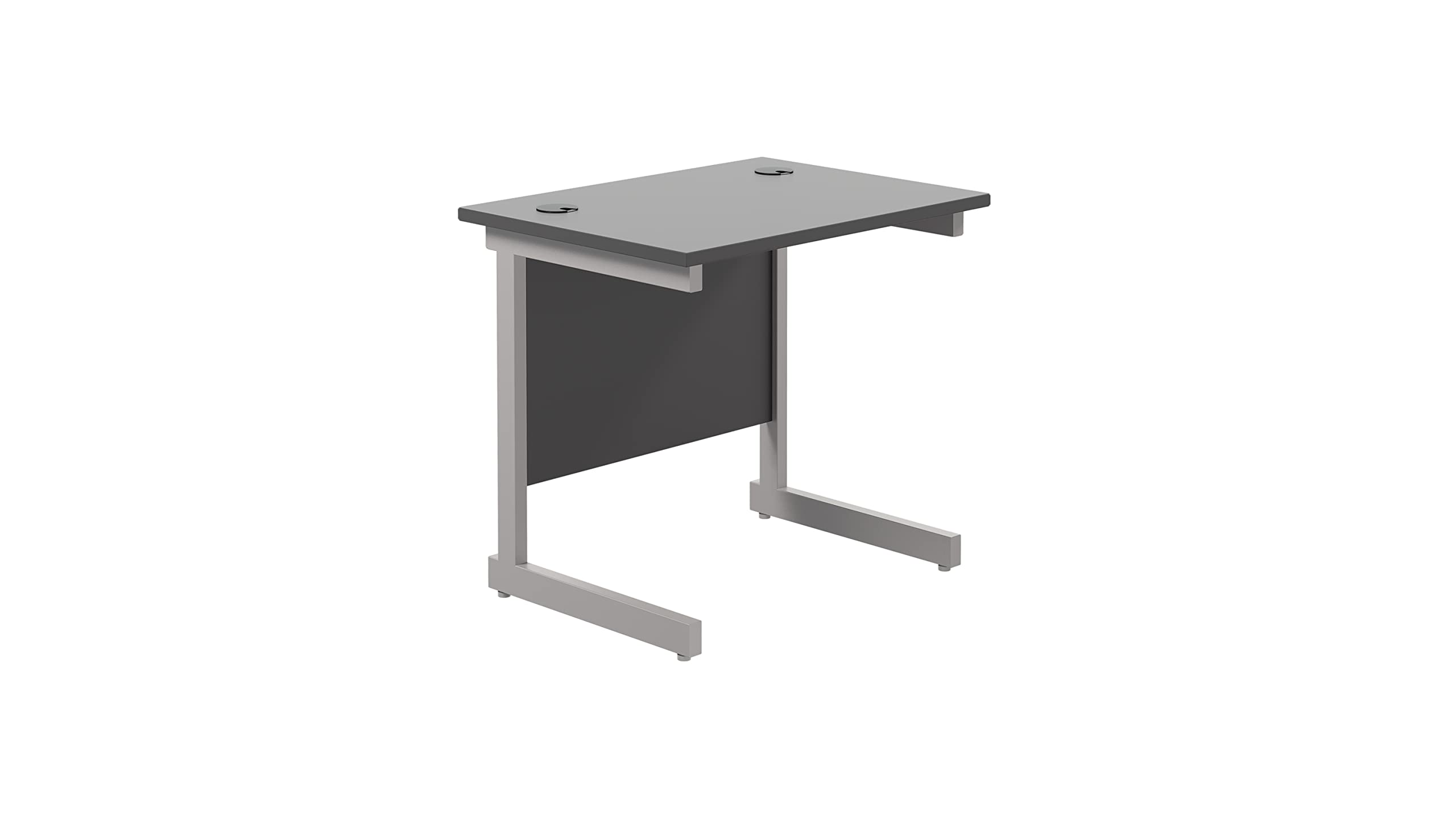 Office Hippo Heavy Duty Rectangular Cantilever Desk - Home Office Table + Integrated Cable Ports, PC Desk - 5 Yr Warranty - Silver Frame/Oak Top, 120cm x 80cm — view 57