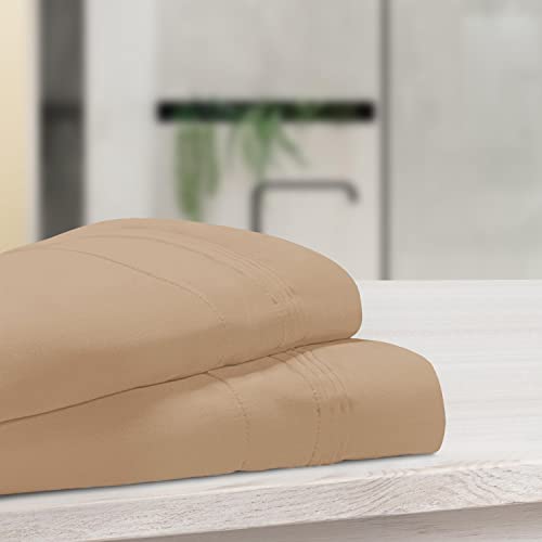 SUPERIOR 1000 Thread Count Egyptian Cotton Pillowcase Set, Pillow Covers for All Pillows and Sleepers, Soft Pillowcases for Bed Fashion, Basics, Large Cases, 2-Piece Set- King, Tan