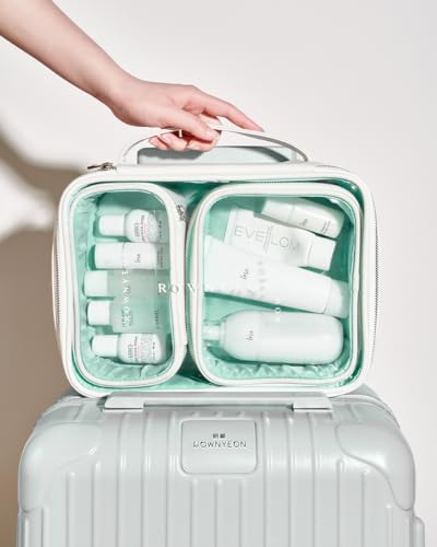 Rownyeon Estojo de maquiagem transparente com 3 peças, conjunto de bolsa de cosméticos transparente,