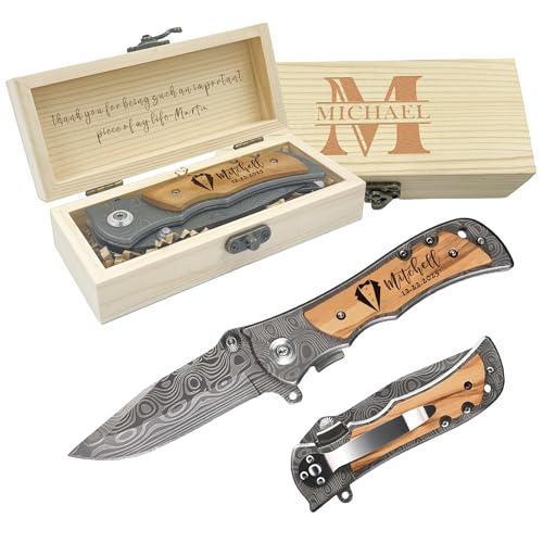 Personalized Laser Engraved Folding Pocket Knife for Men
