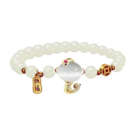 2025 Chinese New Year Snake Bracelet For Women, 12 Zodiac Chinese Zodiac Feng Shui Lucky Amulet Natural Stone Stretch Bracelets Mind Peace Gift Jewelry