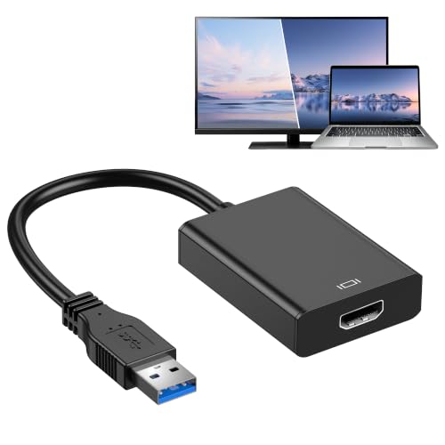 Image of Fumanri USB 3.0 HDMI Converter Adapter with Built-In Driver, 5 Gbps High Speed Transmission, Cable, Supports 1080P, Audio Output, Display Adapter