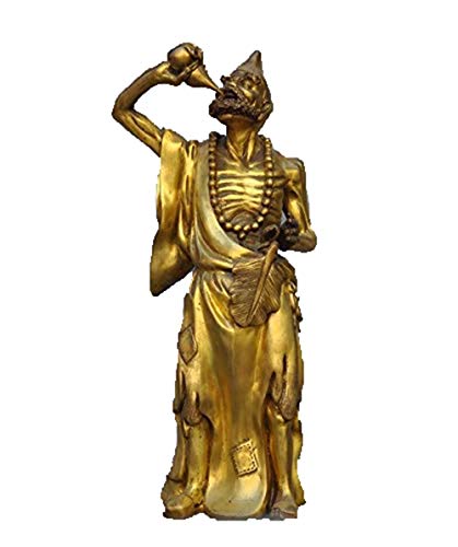 Statue Ji Gong moine en laiton pour salon feng shui et méditation